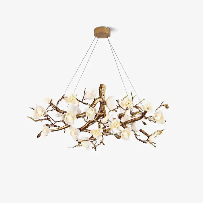 Lior Magnolia Branch & Porcelain Bloom Chandelier - Image 1
