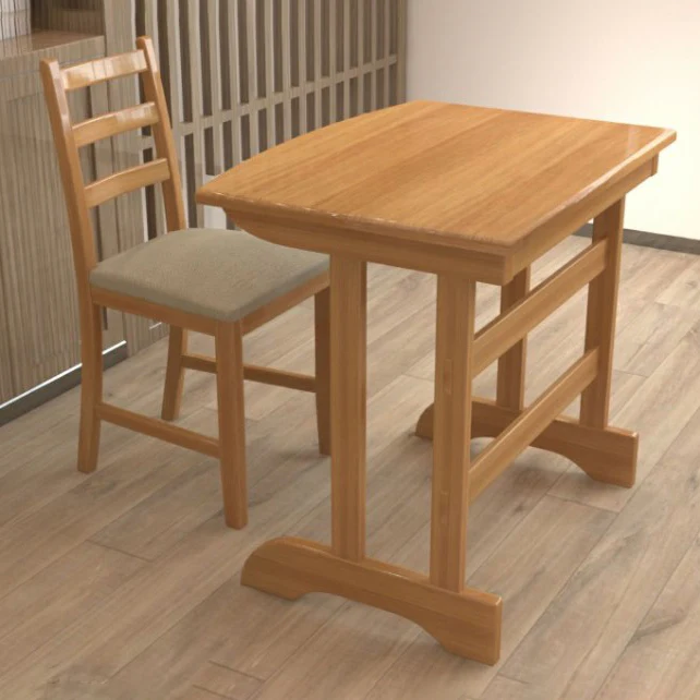 CM 75 X 55  مكتب مع كرسي خشب زان طبيعي - MNR32 - Image 2