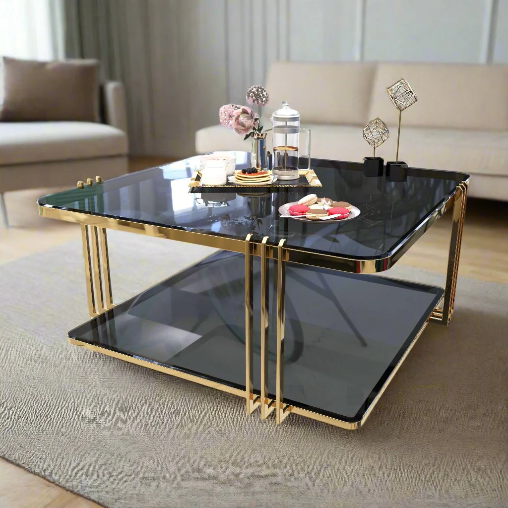 ترابيزة قهوة ستانلس ستيل 90×90سم- OX128 - Image 1