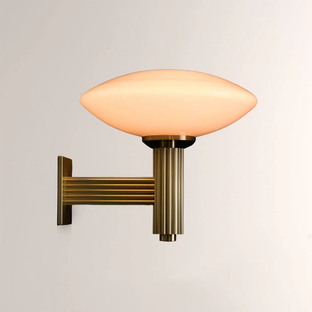 Merlyn Ribbed Brass Opal Glass Wall Sconce - Image 1
