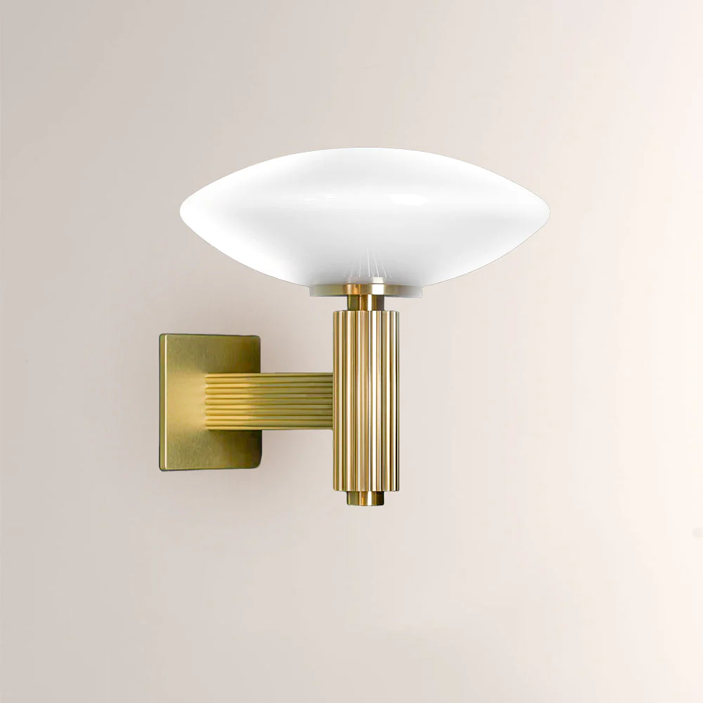 Merlyn Ribbed Brass Opal Glass Wall Sconce - Image 3