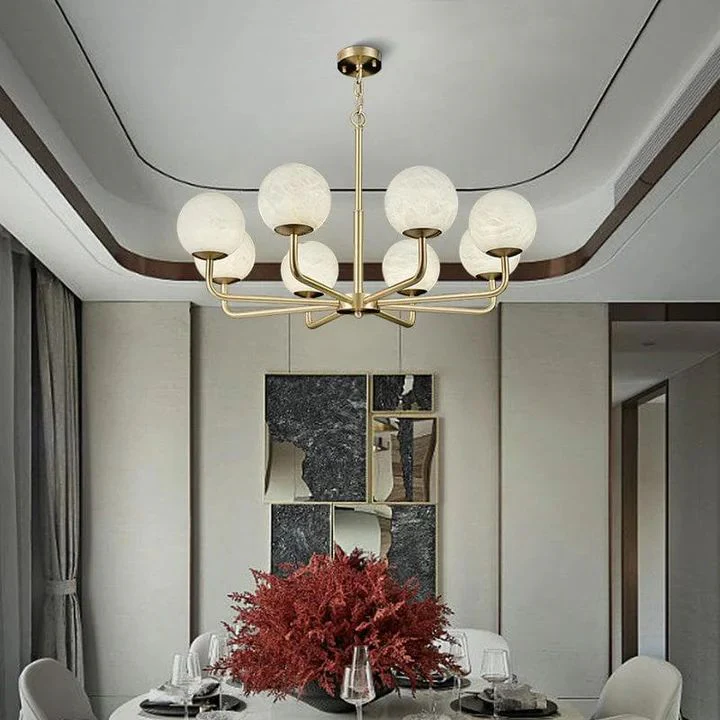 Modern Alabaster Ball Chandelier - Image 2