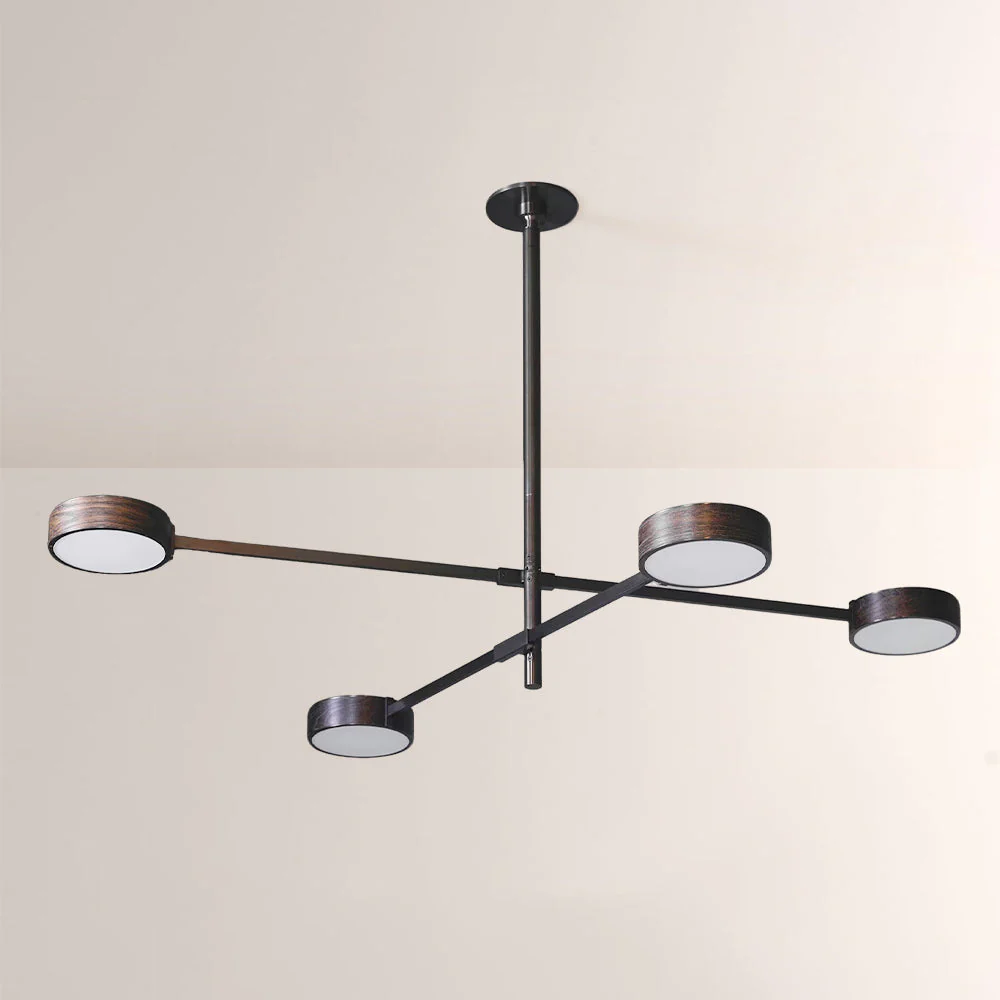 Monterra Cross Arm Wood Grain Disc Chandelier - Image 1