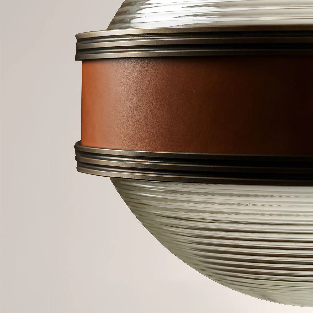 Monterra Leather-Accented Ribbed Glass Sconce - Image 2