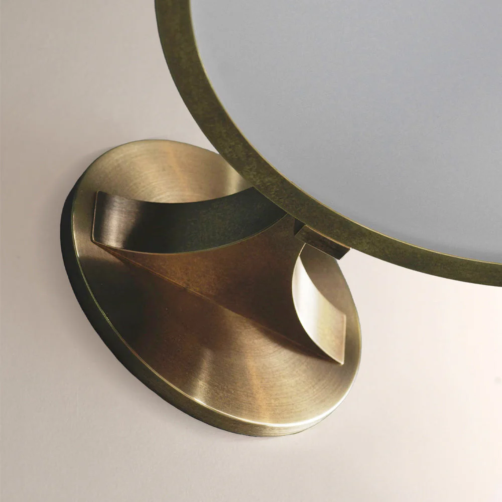 Monterra Wood Grain Brass Drum Wall Sconce - Image 2
