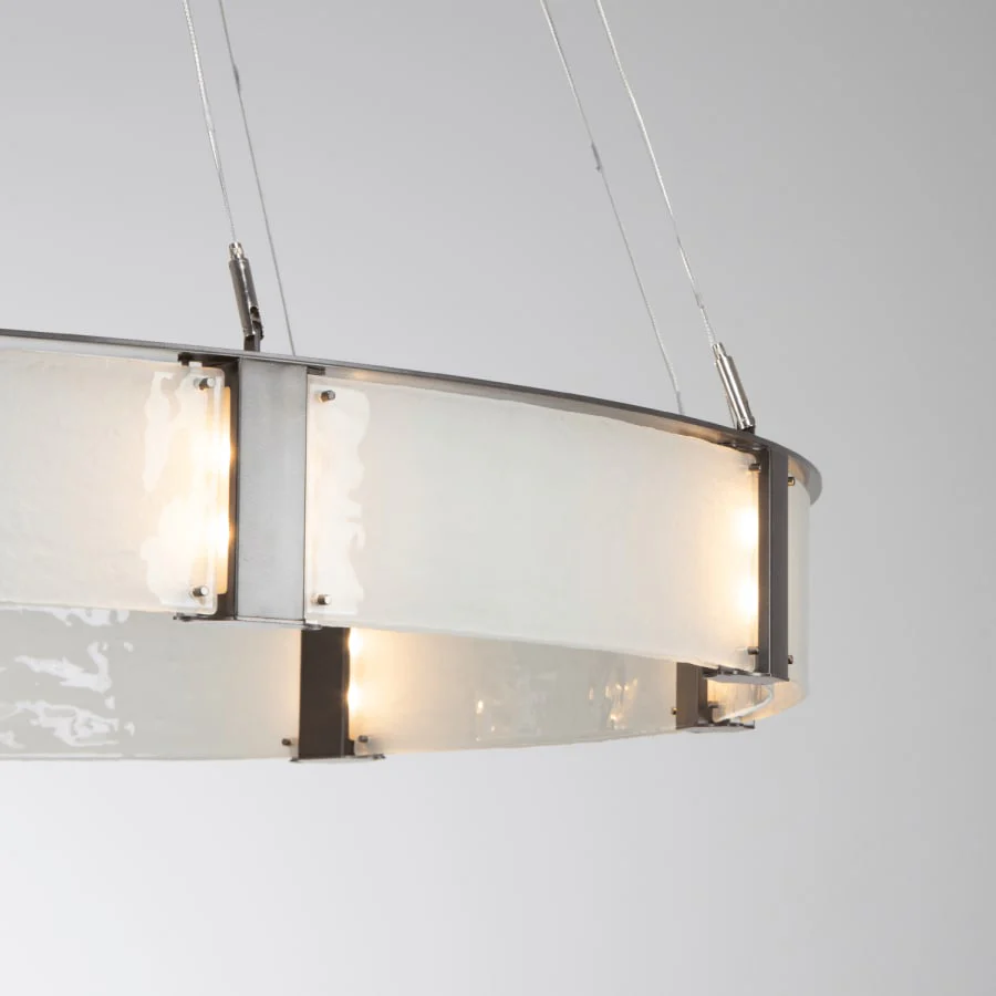 Hammerton Studio Parallel 60" Wide Artisan Crafted LED Chandelier with Hand Textured Glass - Image 2