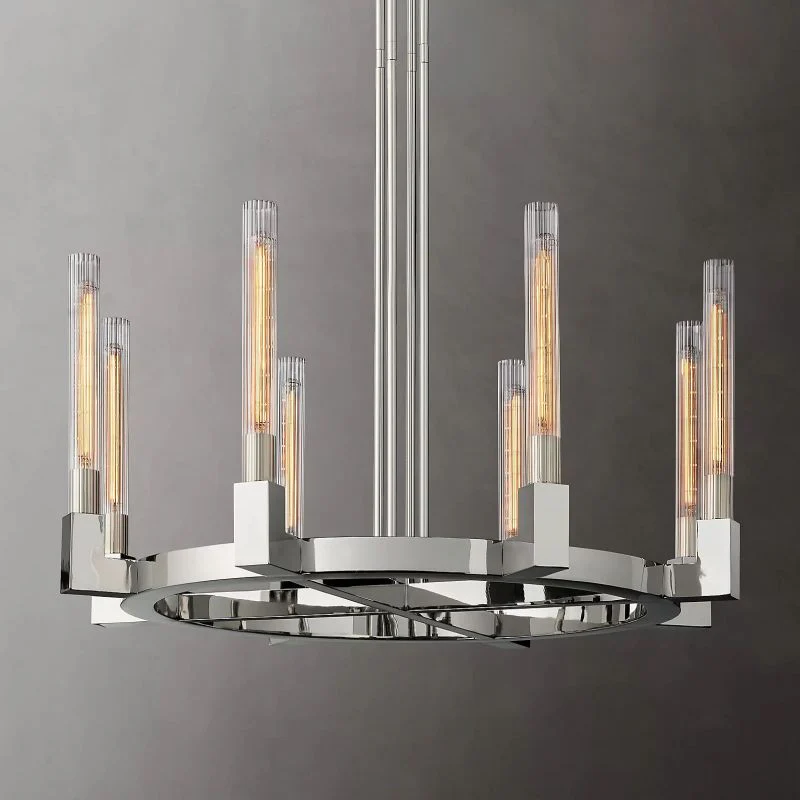 Prismatic Glass Round Chandelier 36" - Image 3