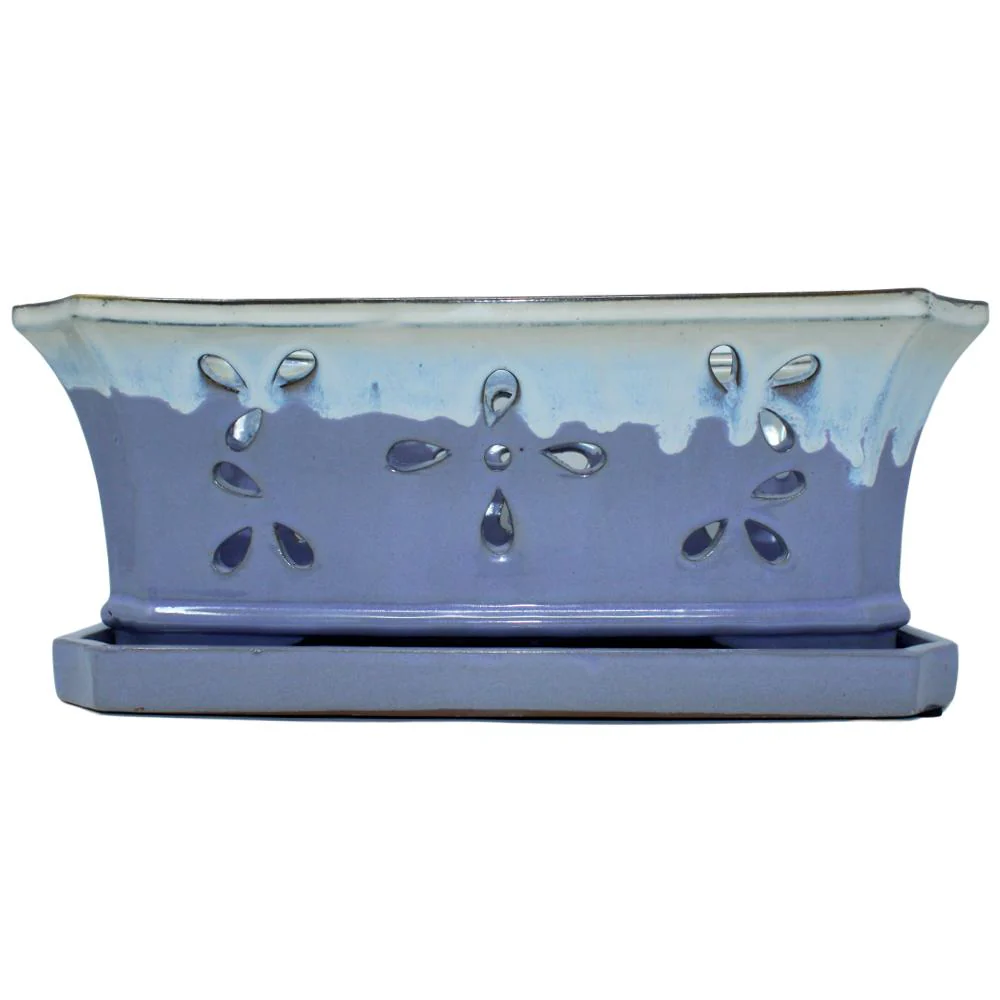 8" x 13" Cream Over Lavender Ceramic Window Box - Image 1