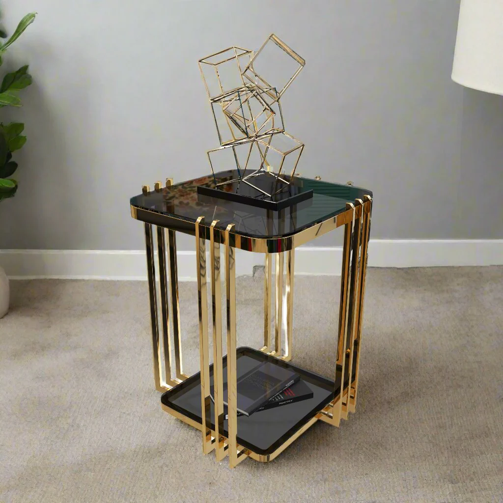 ترابيزة جانبية ستانلس ستيل – 45×45سم – OX143