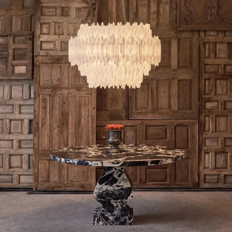 Selenite Crystal Round Chandelier 31.5" 40.2" - Image 2