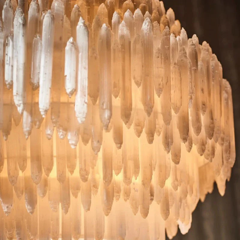 Selenite Crystal Round Chandelier 31.5" 40.2" - Image 3