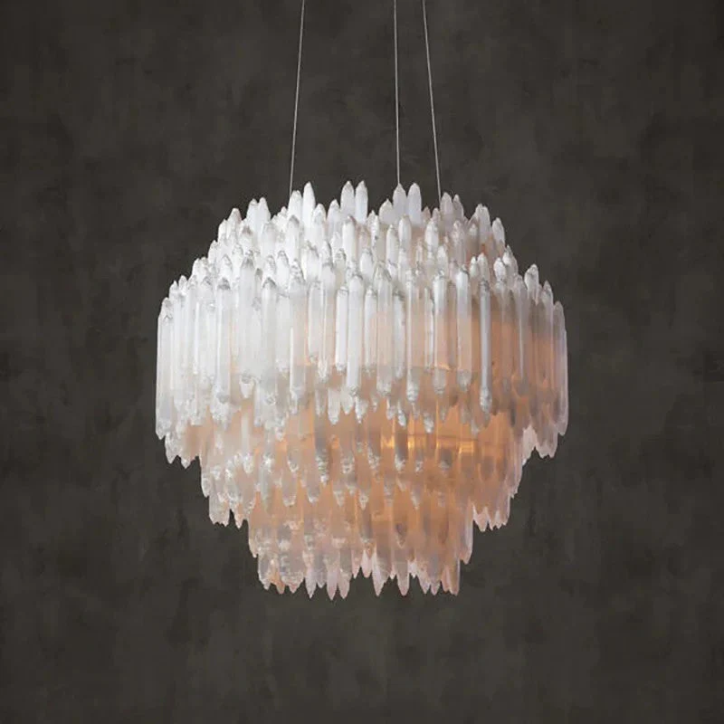 Selenite Crystal Round Chandelier 31.5" 40.2" - Image 1