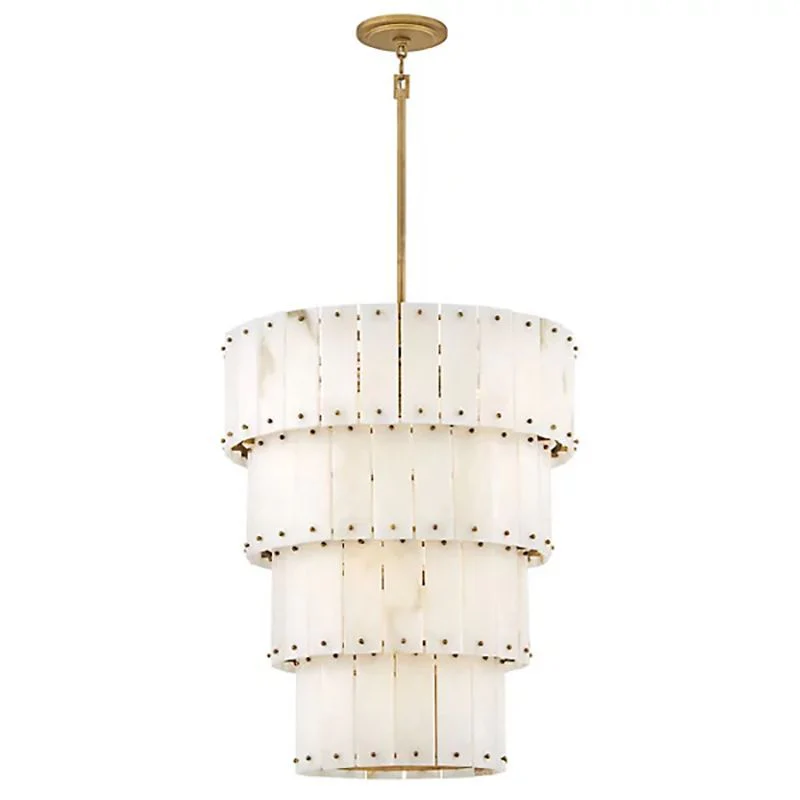 Simona Alabaster Round 4-Tier Chandelier - Image 1
