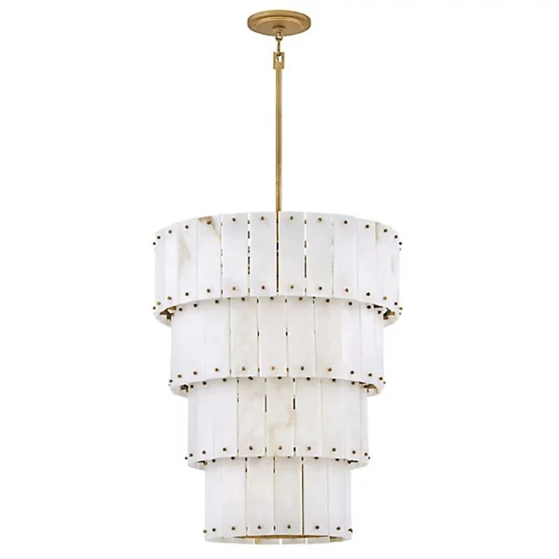 Simona Alabaster Round 4-Tier Chandelier - Image 2