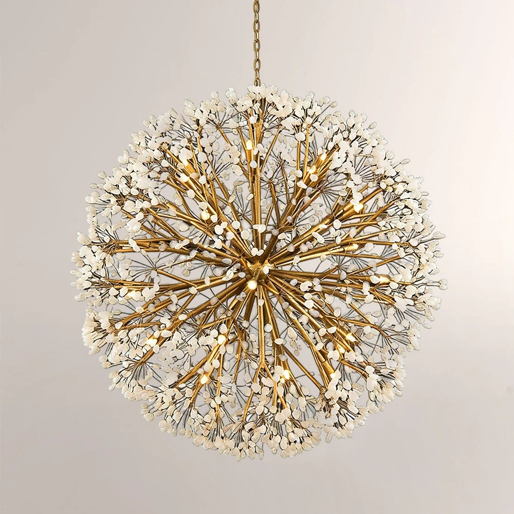 Spherical Thirty-Light Stone Quartz Chandelier - Image 1
