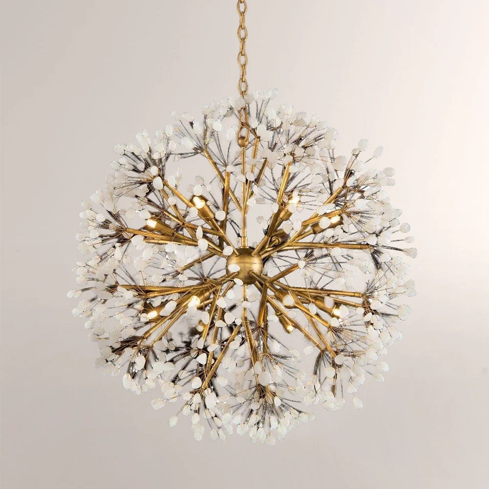 Spherical Twelve-Light Quartz Chandelier - Image 1