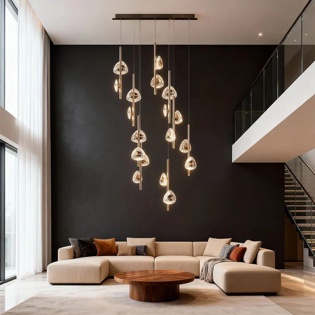 Staircase Crystal Chandelier Modern Aluminum Ceiling Light - Image 1