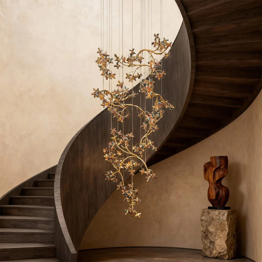 Modern Staircase Chandelier Crystal Hollow Rotating Ceiling Light - Image 3