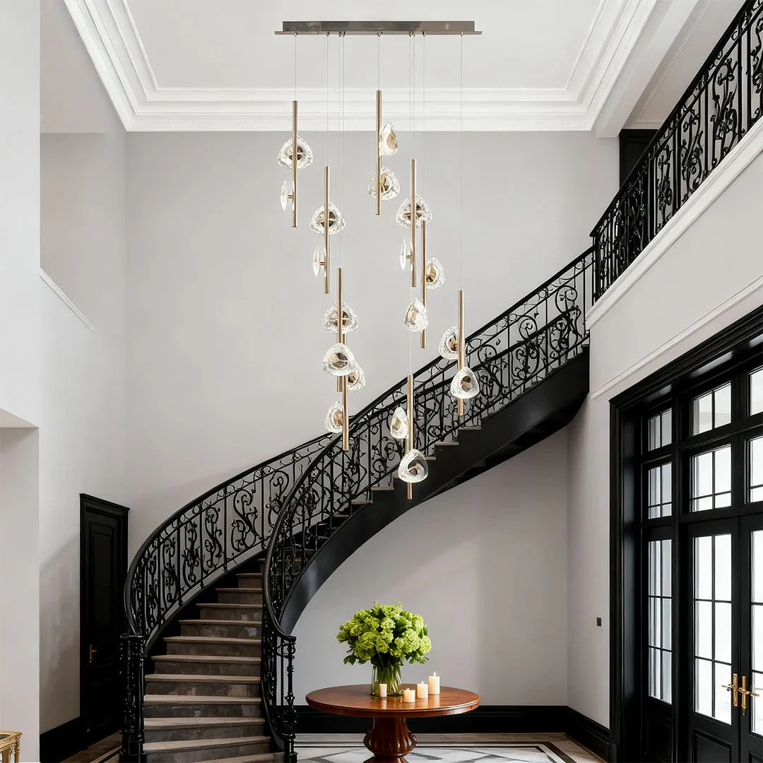 Staircase Crystal Chandelier Modern Aluminum Ceiling Light - Image 3