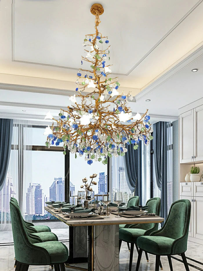 Stylish Colored Glaze Flower Crystal Chandelier - Image 2