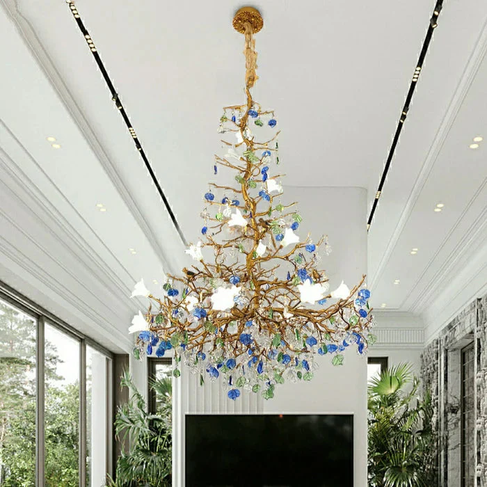 Stylish Colored Glaze Flower Crystal Chandelier - Image 1
