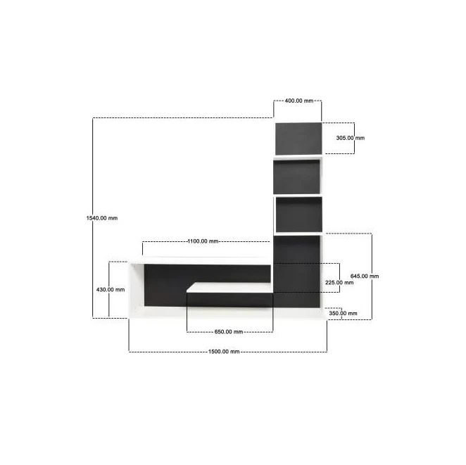 ترابيزة تليفزيون مع وحدة أرفف 154×150سم - TFR3 - Image 2