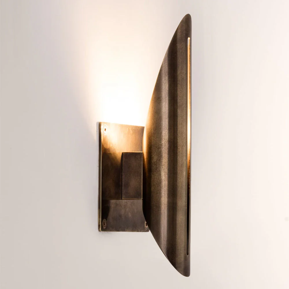 Voyant Curved Sculptural Brass Wall Sconce - Image 2