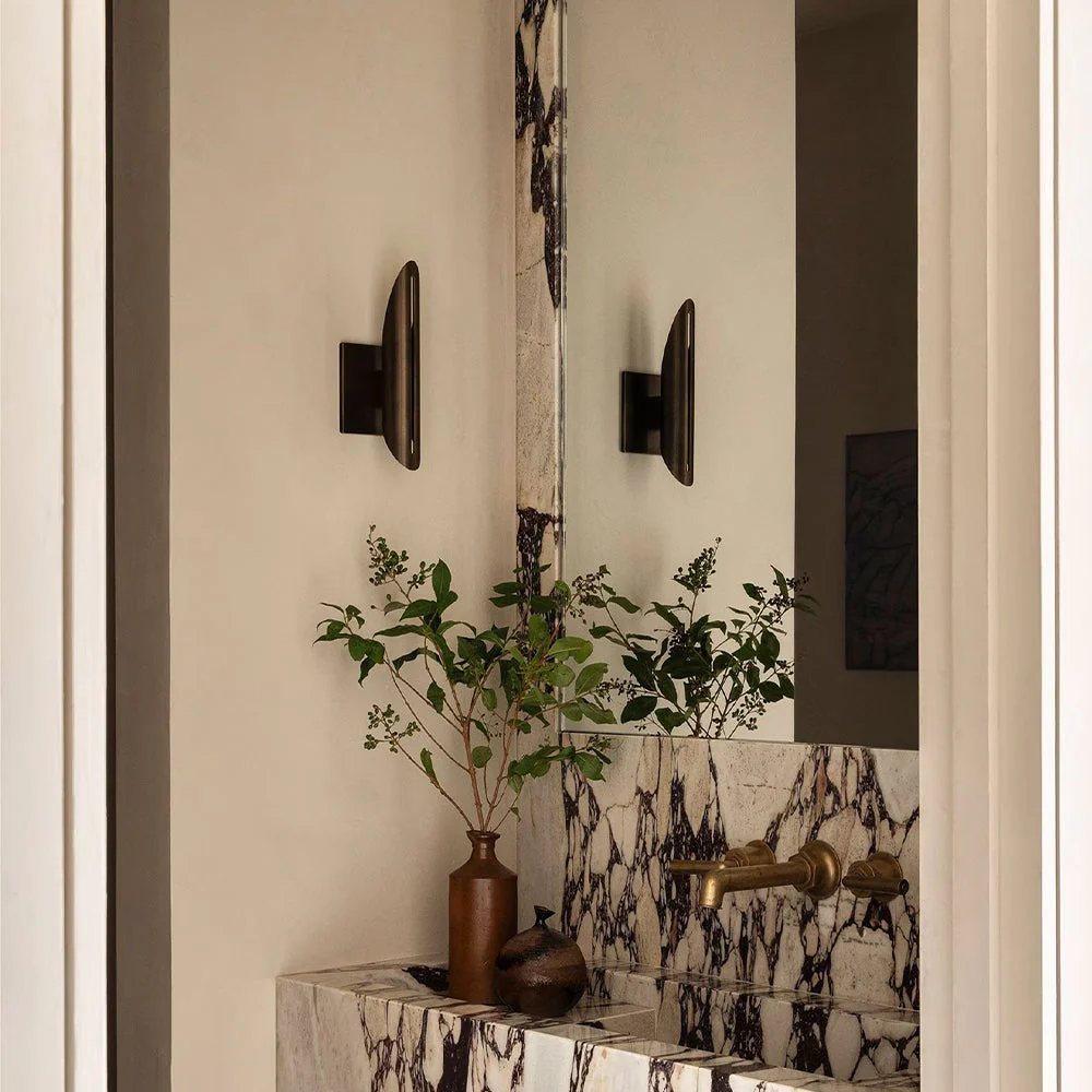 Voyant Curved Sculptural Brass Wall Sconce - Image 3