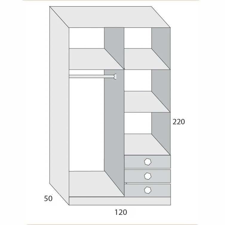 دولاب 220×120 سم -WS70 - Image 3