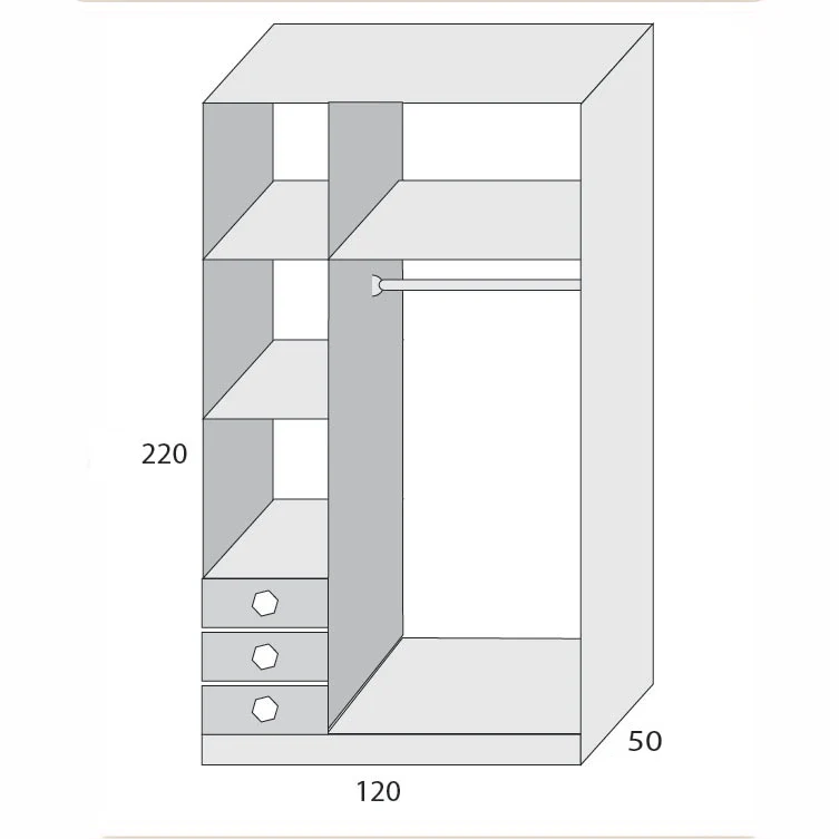 دولاب 220×120 سم -WS71 - Image 3
