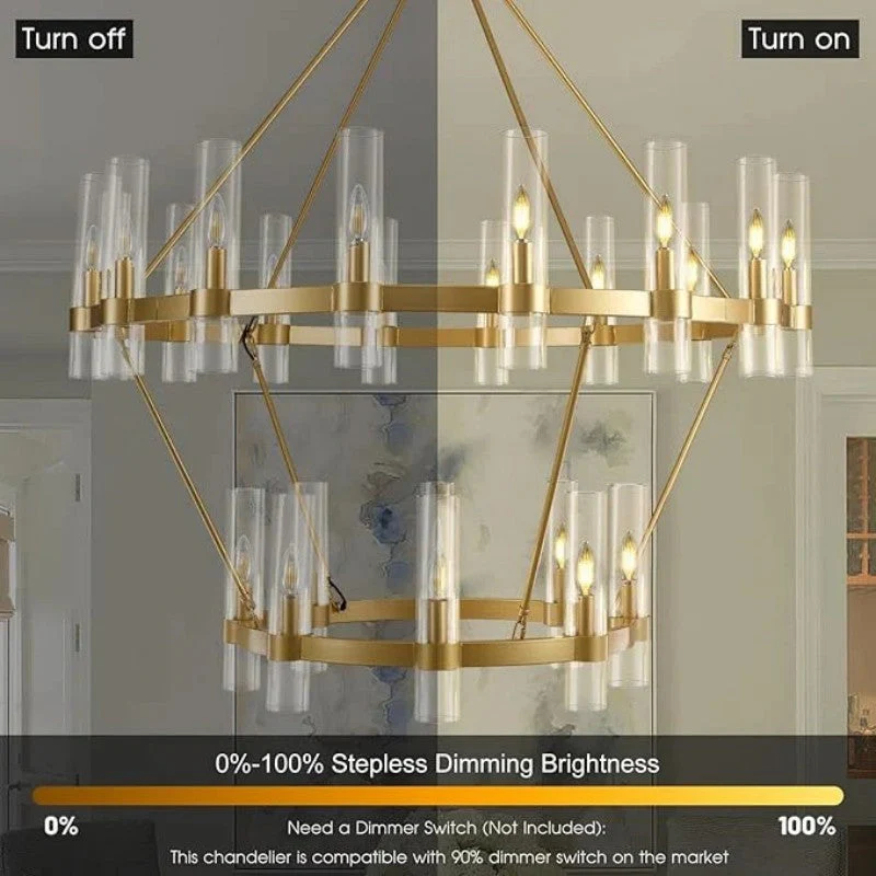 Wagon Wheel 2 Tier Glass Chandelier - Image 2