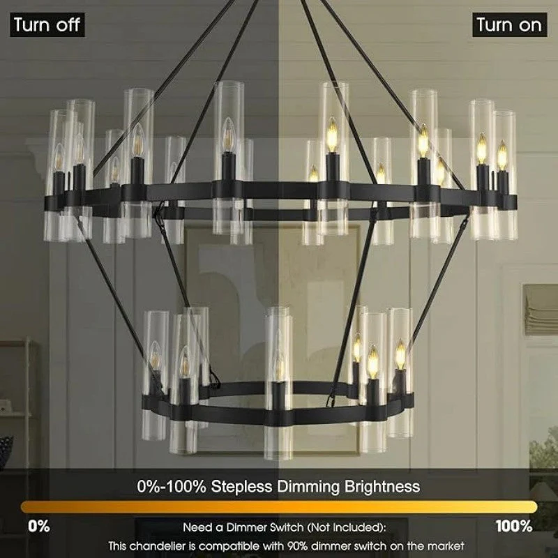 Wagon Wheel 2 Tier Glass Chandelier - Image 3