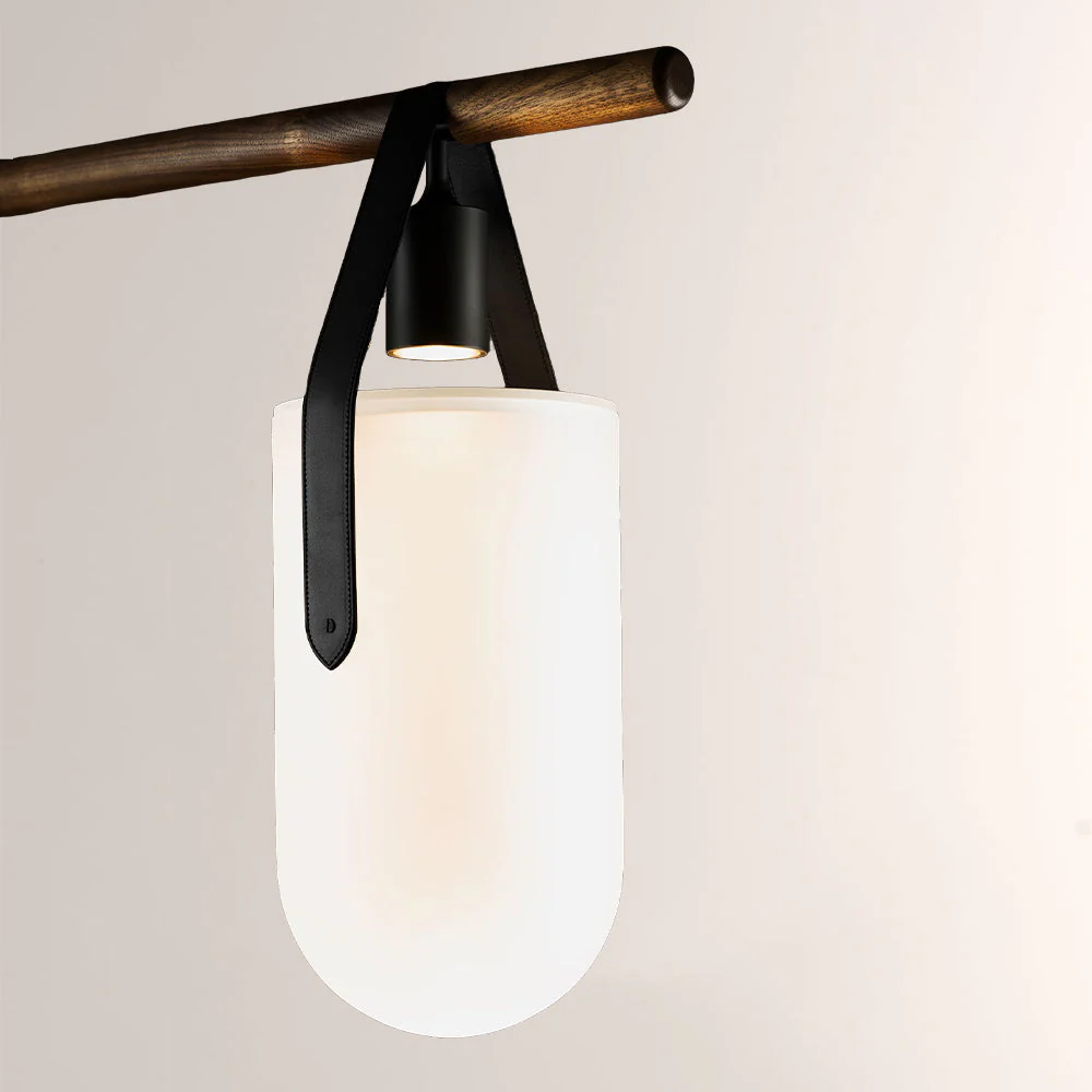 Welden Walnut Leather Linear Chandelier - Image 3