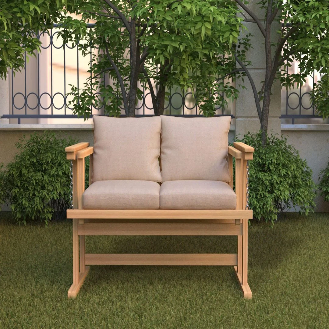 كنبة هزاز خشب زان طبيعي 74×125سم-MNR17 - Image 1