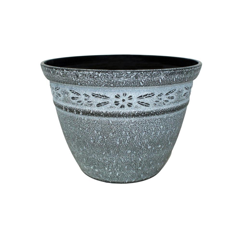 Stone Collection – 12″ Plastic Flower Pot – Space Gray
