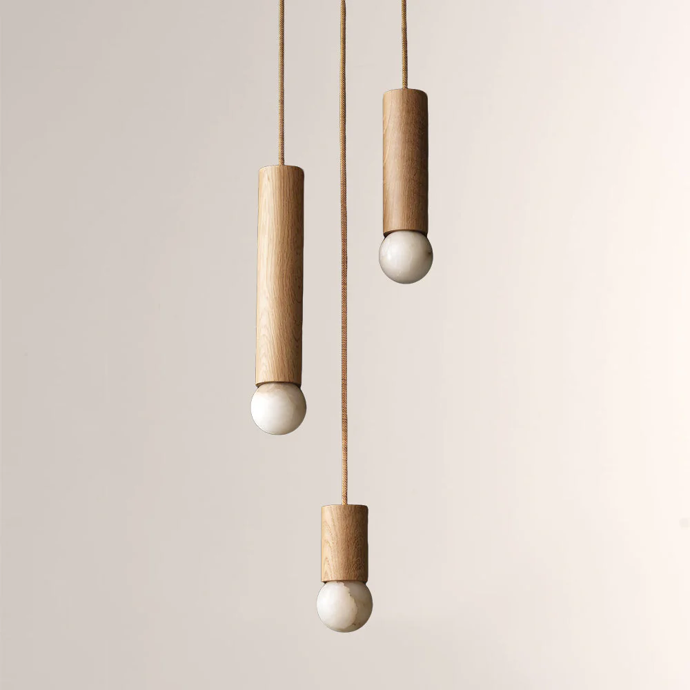 Woolet Wood Marble Cluster Chandelier - Image 1