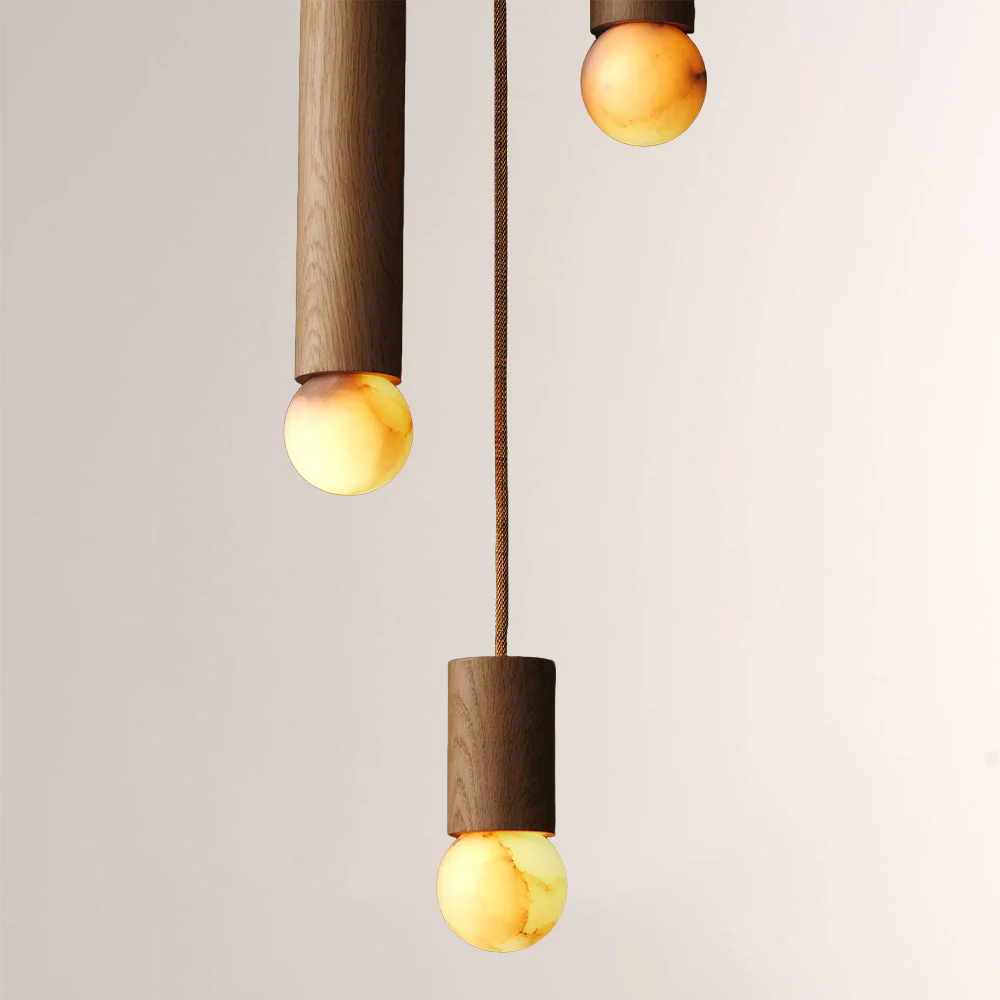 Woolet Wood Marble Cluster Chandelier - Image 3