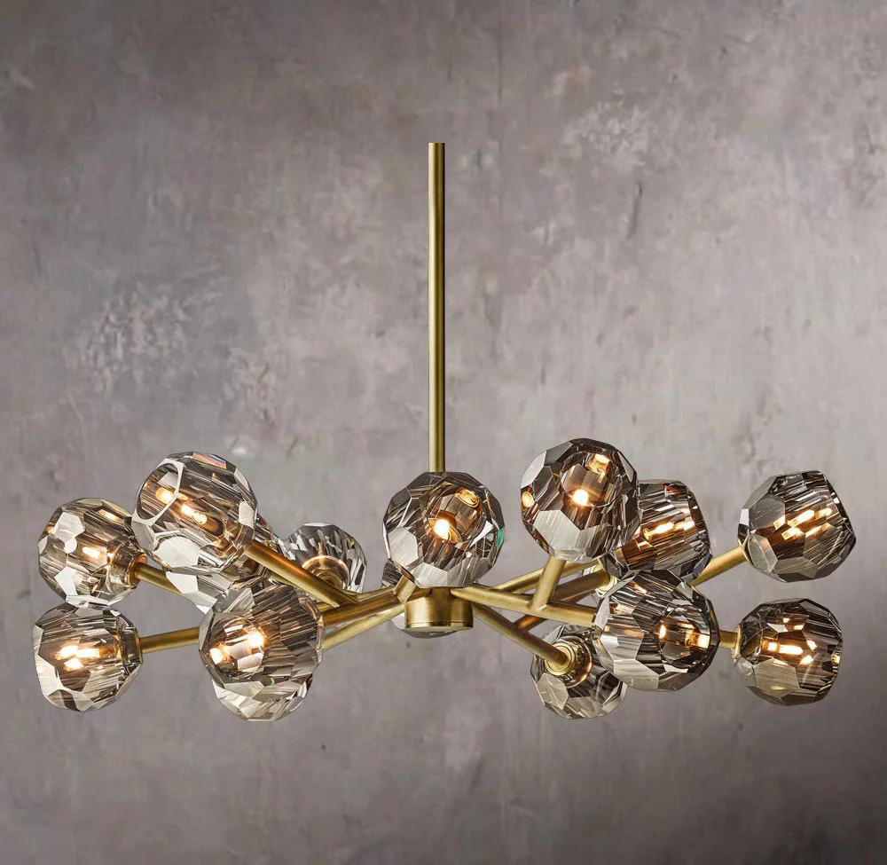 Crystal Orb Smoke Glass Round Chandelier 36" - Image 1