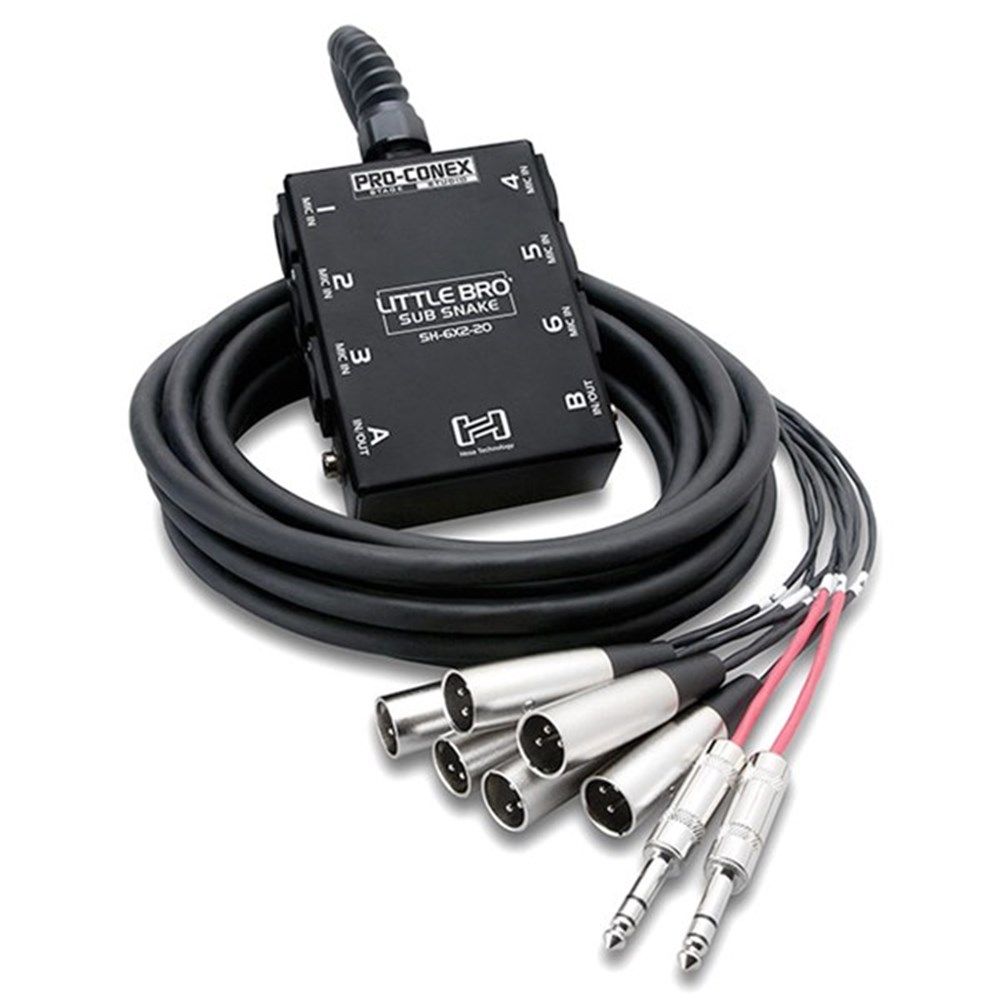 Hosa SH-6X2-30 6-In/2-Out Little Bro Sub Snake (30ft) - Image 1