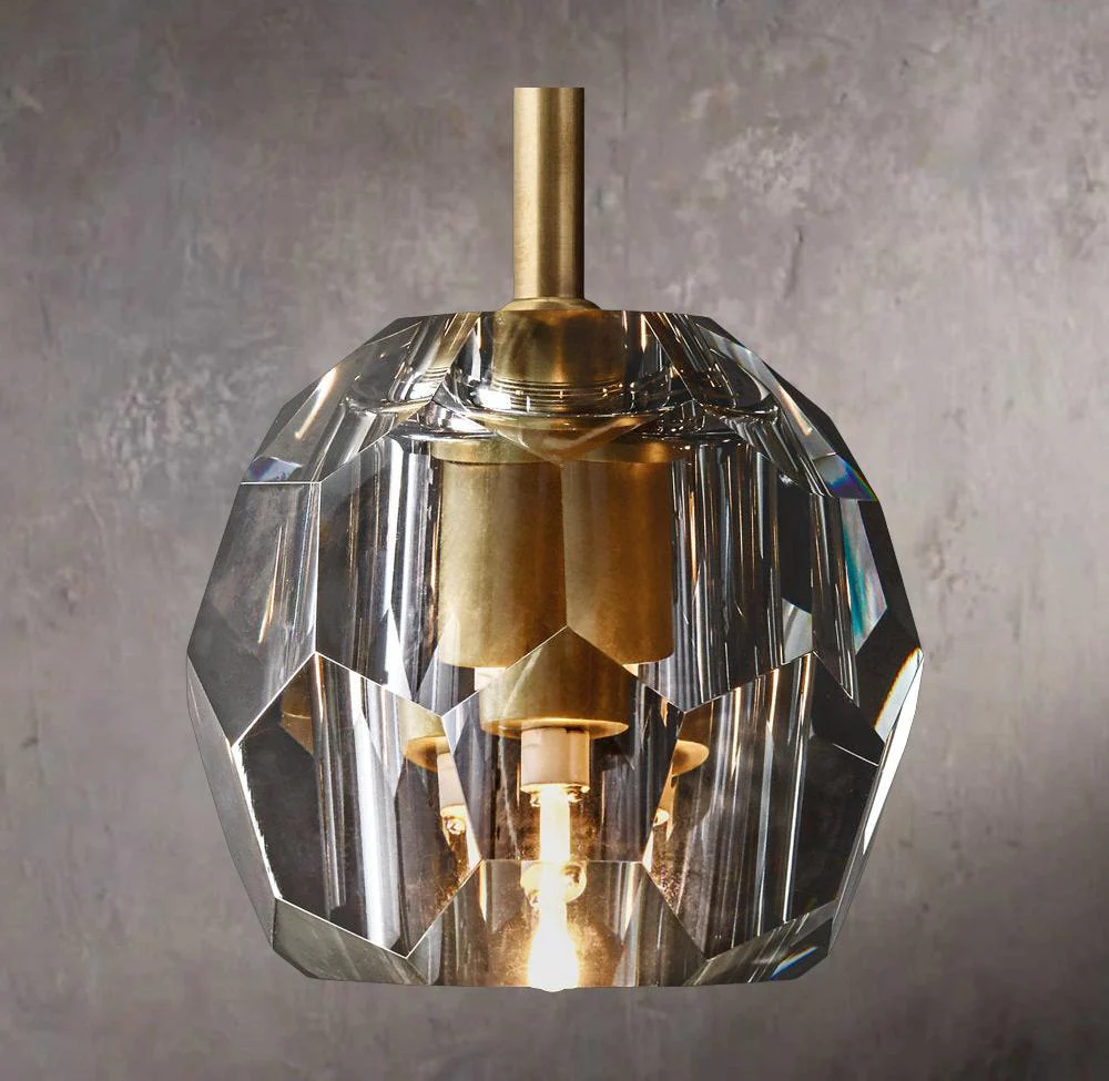 Crystal Sphere Smoky Glass Rod Pendant Lamp