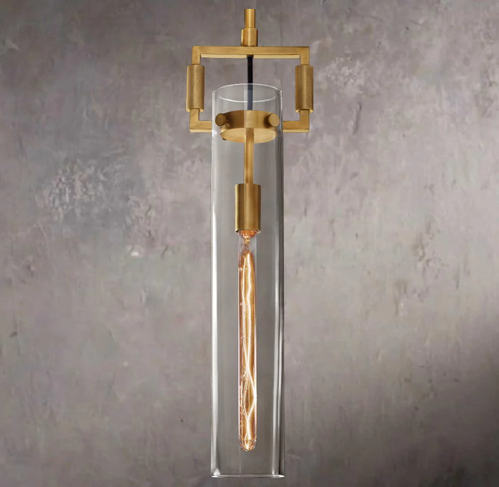 Machinists Cylindrical Glass Pendant Lamp