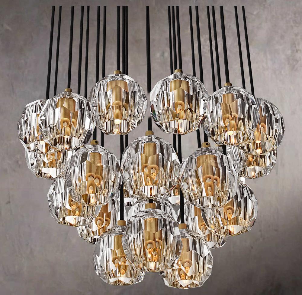 Crystal Sphere Clear Glass Globe Cluster Chandelier 24" - Image 1