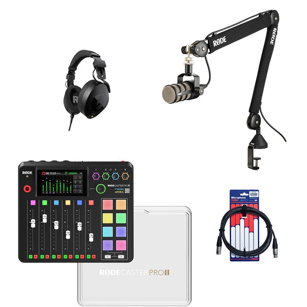 Rode RodeCaster Pro II Pack 1 w/ 1x PodMic, PSA1+, NTH100, Cover & XLR Cable (3m) - Image 1