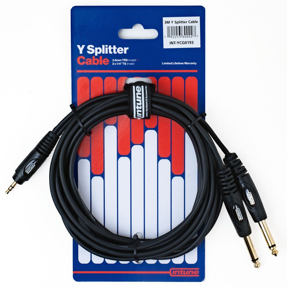Intune Y Cable 3.5mm TRS Male to 2 x 1/4" TRS Male 3m - Image 1