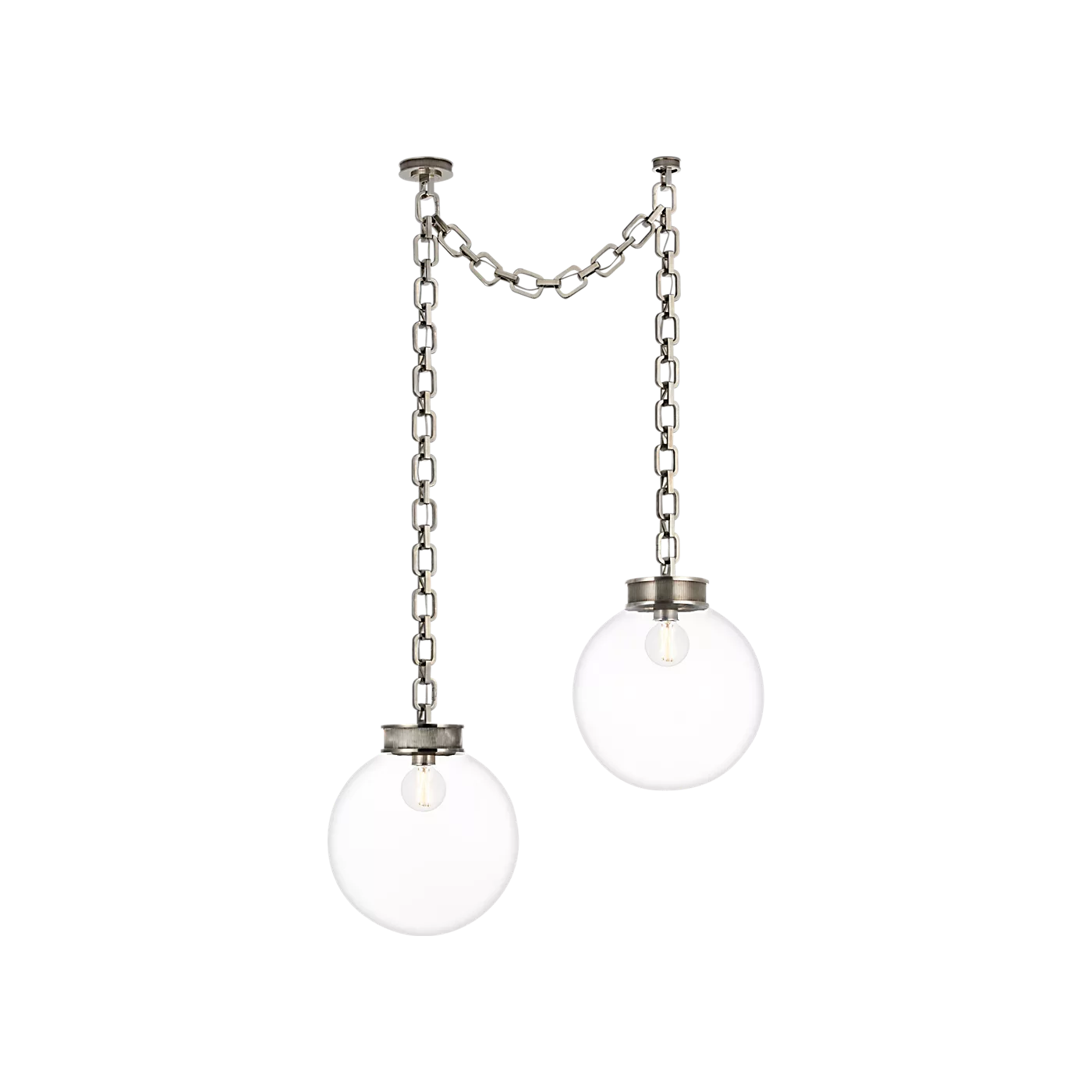 Bellamy 2 Light Statement Chain 16″ Globe Chandelier