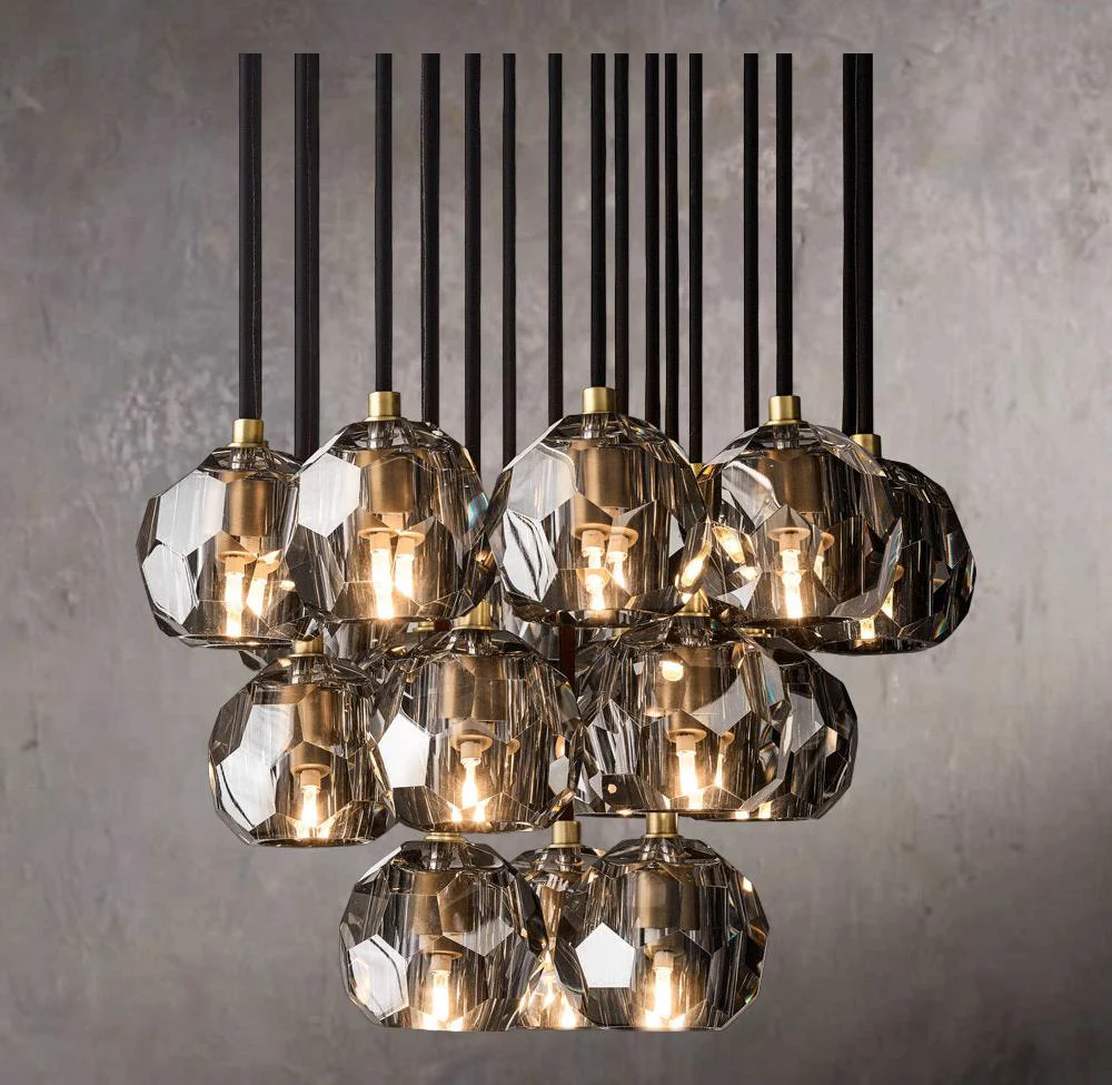 Crystal Sphere Smoked Glass Globe Cluster Chandelier 19" - Image 1