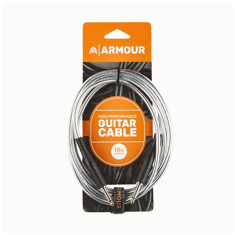 Armour GC10S Guitar Transparent Silver Lead (10ft) - Image 1