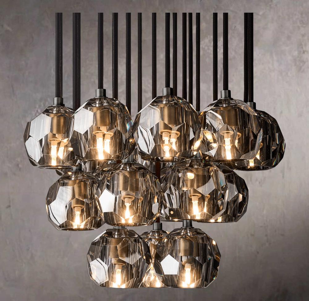 Crystal Sphere Smoked Glass Globe Cluster Chandelier 19" - Image 3