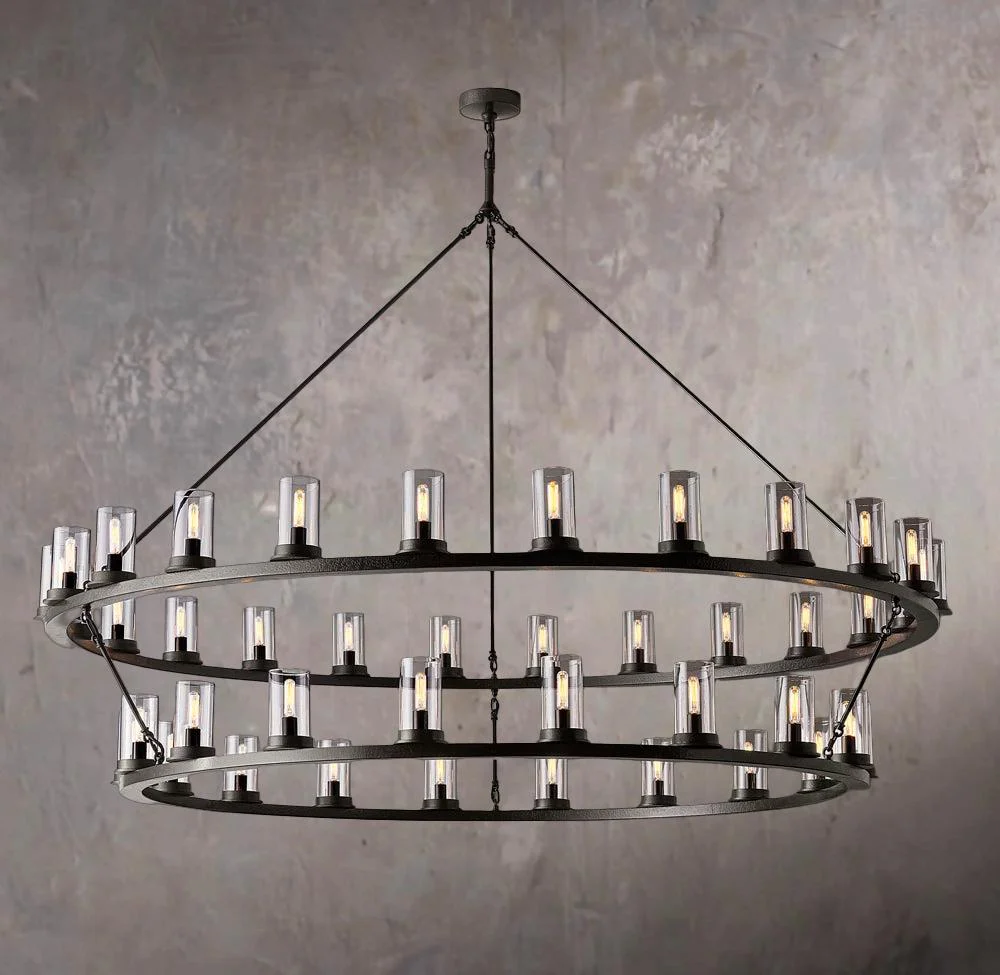 Ondra Double-Layer Transparent Glass Pendant Light 72" - Image 1
