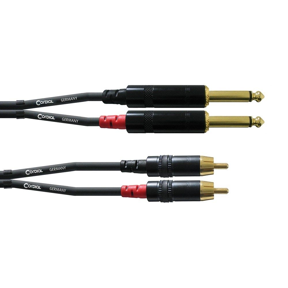 Cordial Essentials REAN 2x 1/4" TS Gold to RCA Gold Cable (0.9m) - Image 1